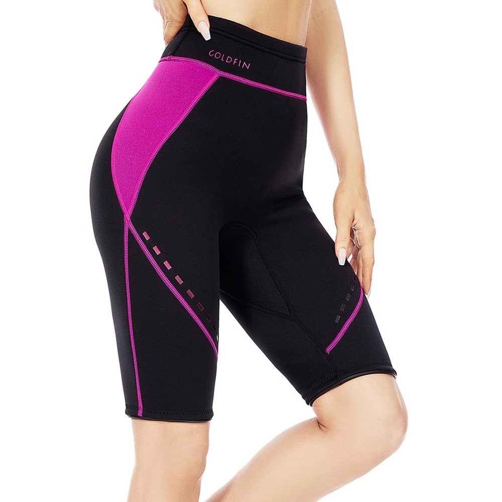 GoldFin Wetsuit Shorts Women 2XL Black Magenta Excellent 2mm Neoprene High Waist